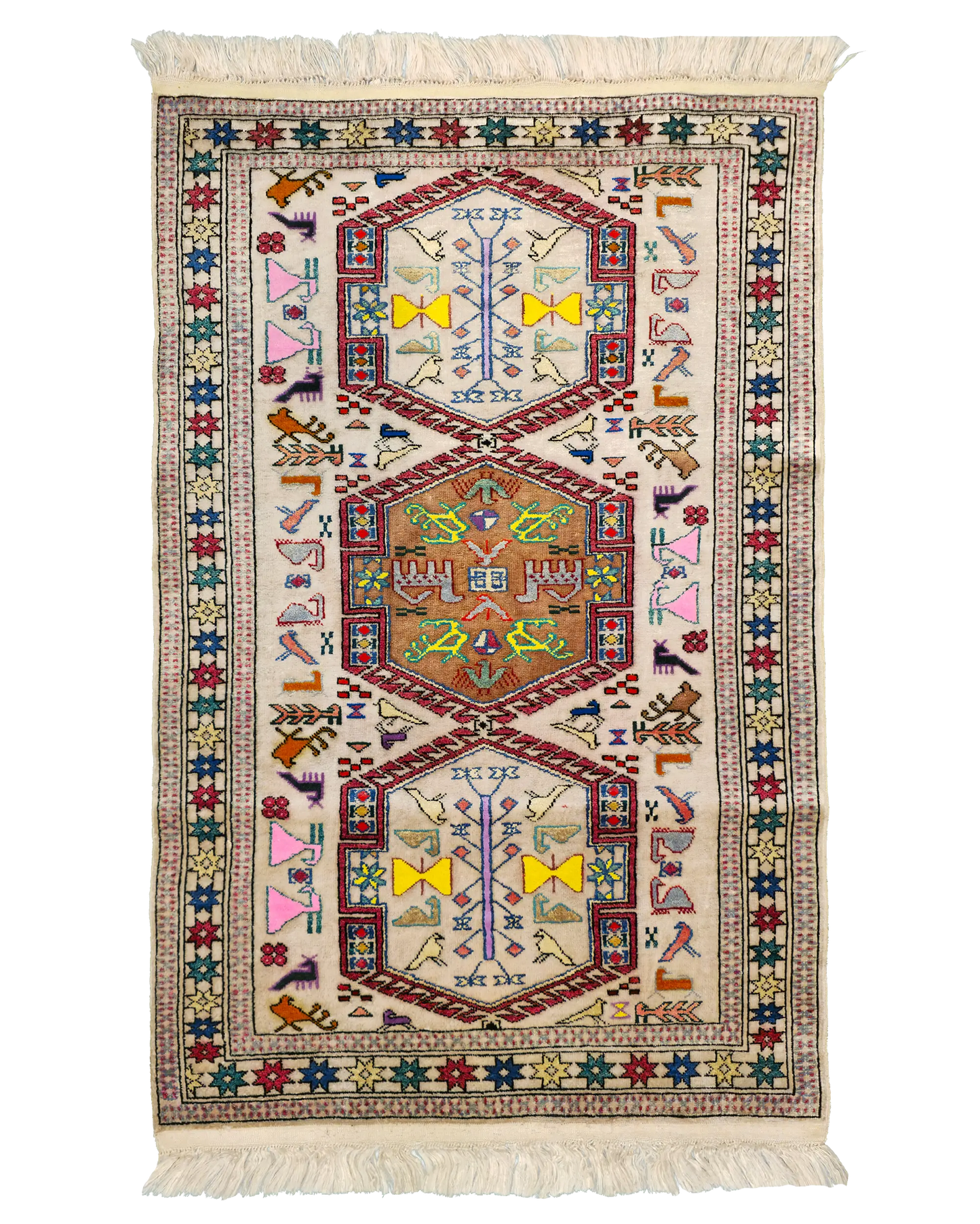 2'5" x 3'7" Persian Style Hand-Knotted Silk Turkoman Rug Oriental Persian Rug