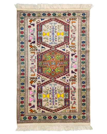 2'5" x 3'7" Persian Style Hand-Knotted Silk Turkoman Rug Oriental Persian Rug