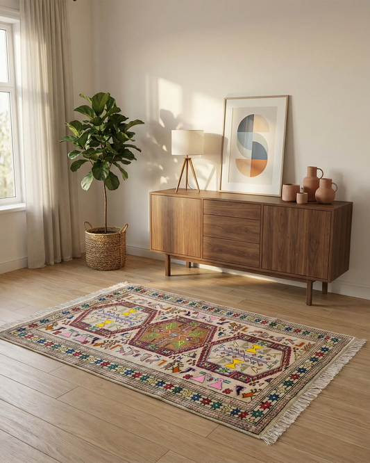 2'5" x 3'7" Persian Style Hand-Knotted Silk Turkoman Rug Oriental Persian Rug