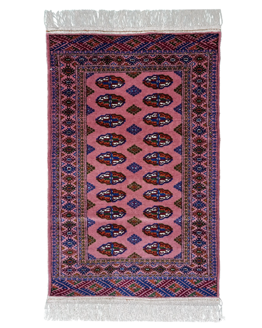 2'7" x 4" Persian Style Handmade Wool Rug Bukhara Turkoman Rug Oriental