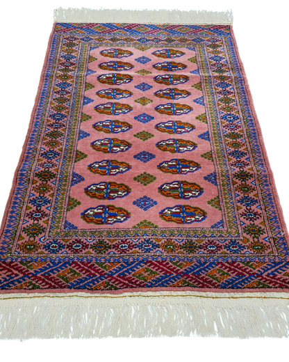 2'7" x 4" Persian Style Handmade Wool Rug Bukhara Turkoman Rug Oriental