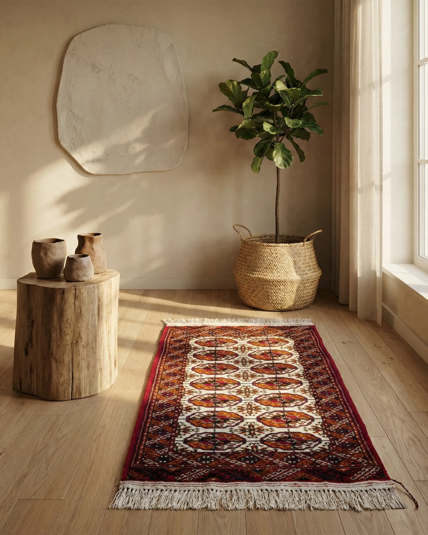 2'3" x 4'6" Persian Style Hand-Knotted Wool Rug Meditation Mat