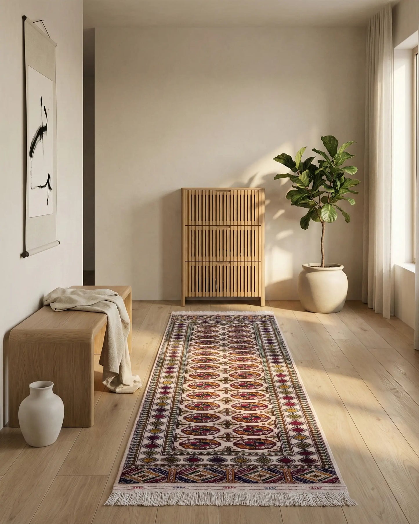 2'7" x 6'5" Persian Style Hand-Woven Wool Runner Bokhara Turkoman Rug