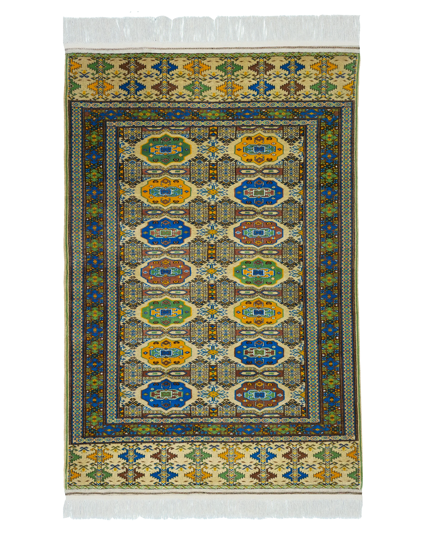 4'5" x 7" Persian Style Hand-Knotted Wool Turkoman Rug Rare Oriental