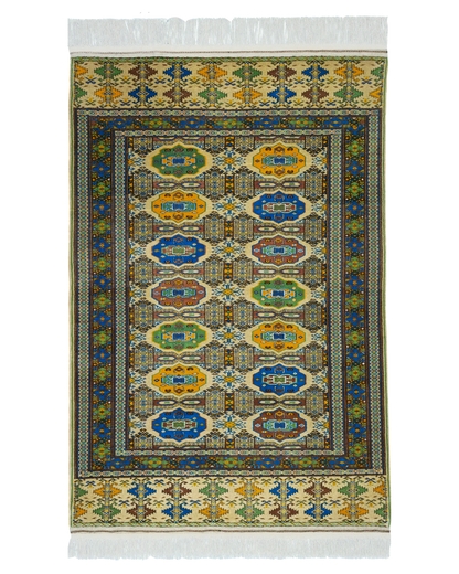 4'5" x 7" Persian Style Hand-Knotted Wool Turkoman Rug Rare Oriental