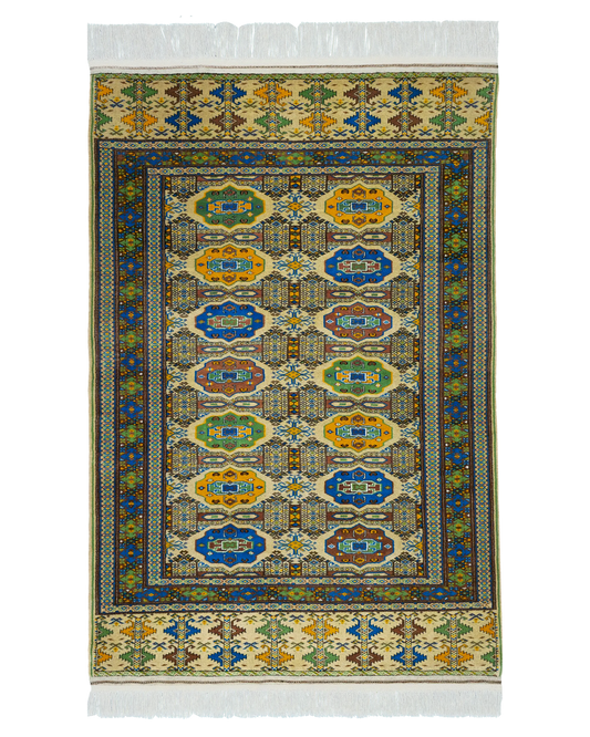 4'5" x 7" Persian Style Hand-Knotted Wool Turkoman Rug Rare Oriental