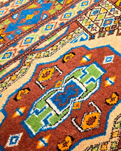 4'5" x 7" Persian Style Hand-Knotted Wool Turkoman Rug Rare Oriental