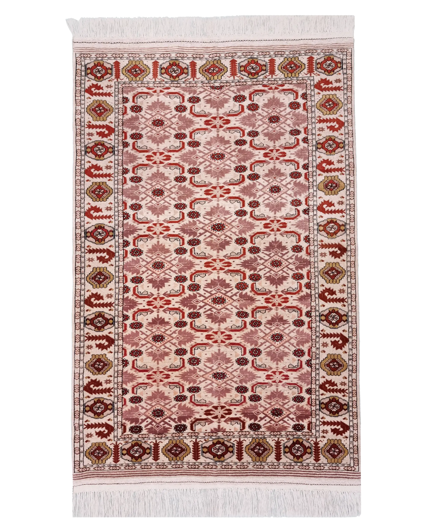 4'1" x 6'2" Persian Style Hand-Knotted Organic Dye Wool Turkoman Rug Rare Rug