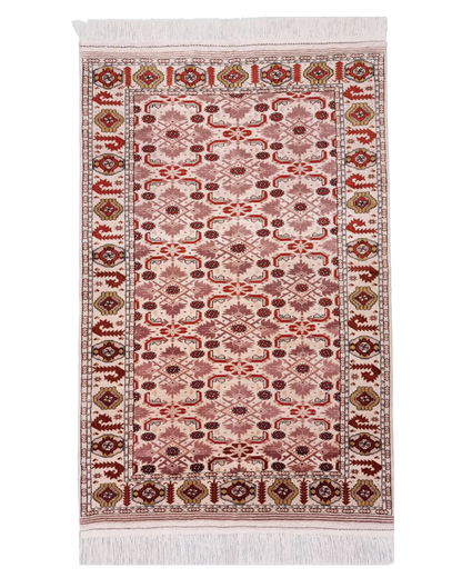 4'1" x 6'2" Persian Style Hand-Knotted Organic Dye Wool Turkoman Rug Rare Rug