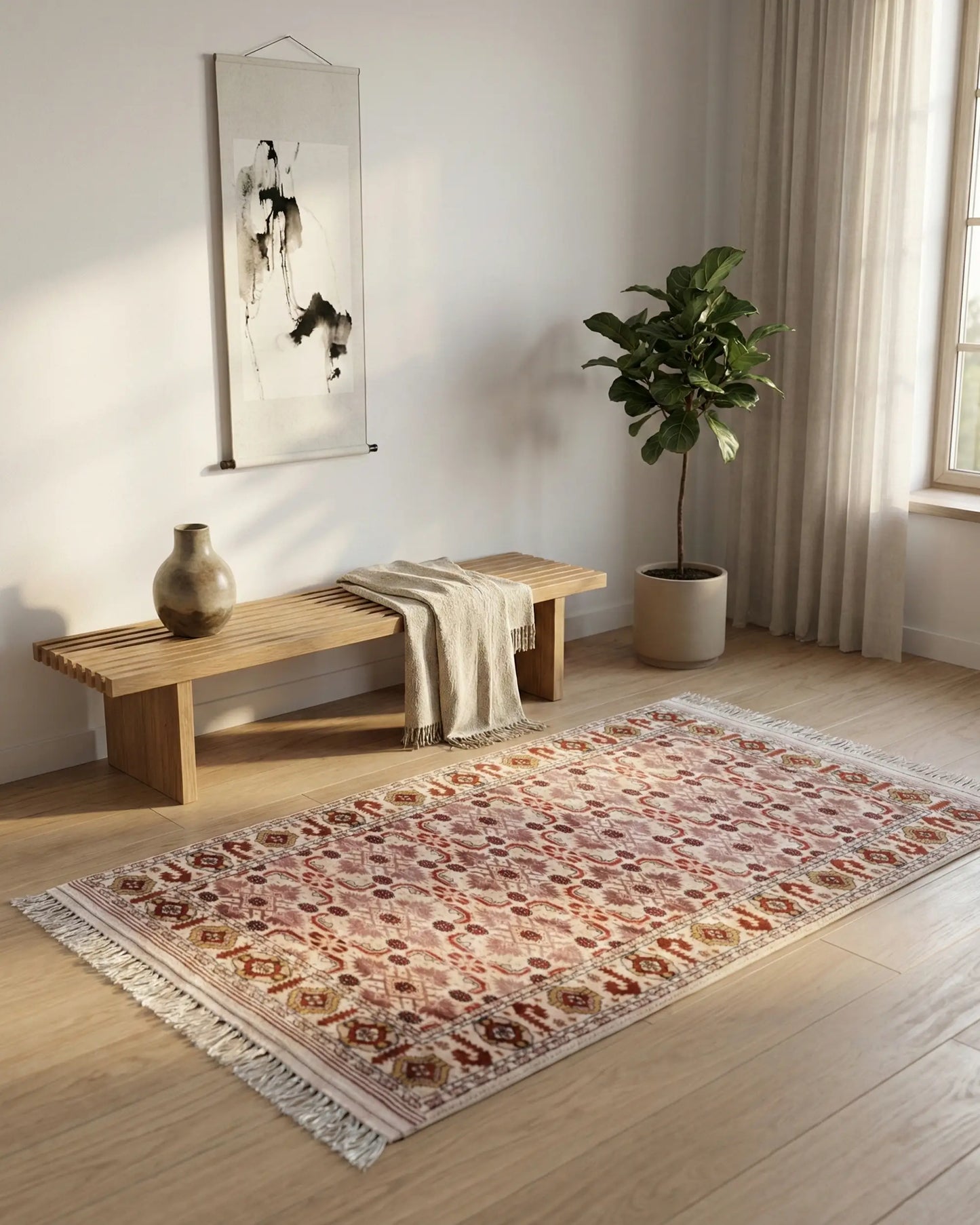 4'1" x 6'2" Persian Style Hand-Knotted Organic Dye Wool Turkoman Rug Rare Rug