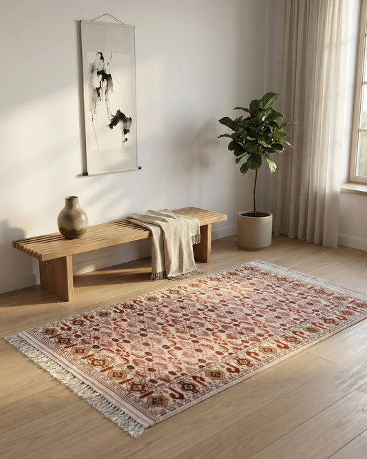 4'1" x 6'2" Persian Style Hand-Knotted Organic Dye Wool Turkoman Rug Rare Rug