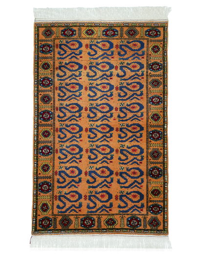 4" x 7" Persian Style Hand-Knotted Wool Turkoman Rug Oriental Carpet