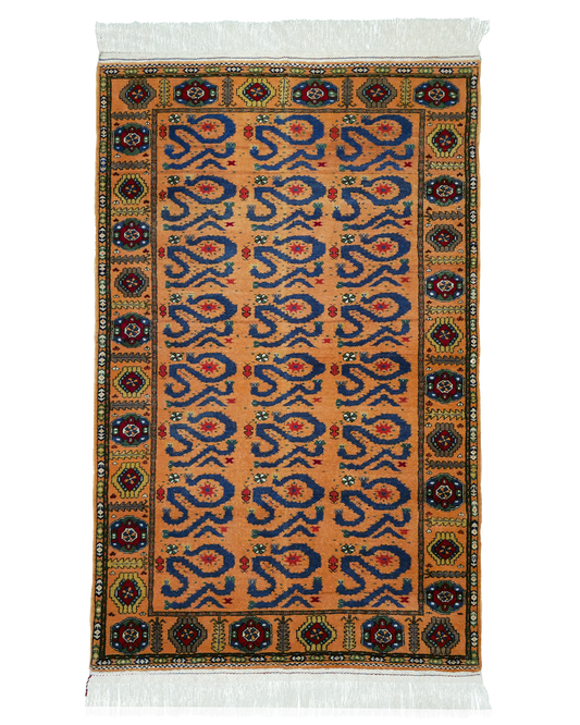 4" x 7" Persian Style Hand-Knotted Wool Turkoman Rug Oriental Carpet
