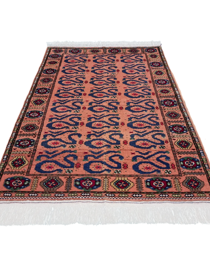 4" x 7" Persian Style Hand-Knotted Wool Turkoman Rug Oriental Carpet