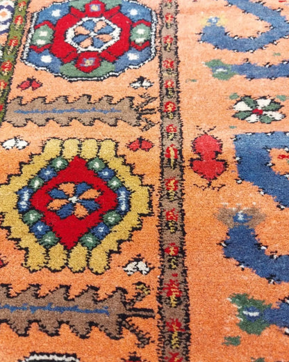 4" x 7" Persian Style Hand-Knotted Wool Turkoman Rug Oriental Carpet