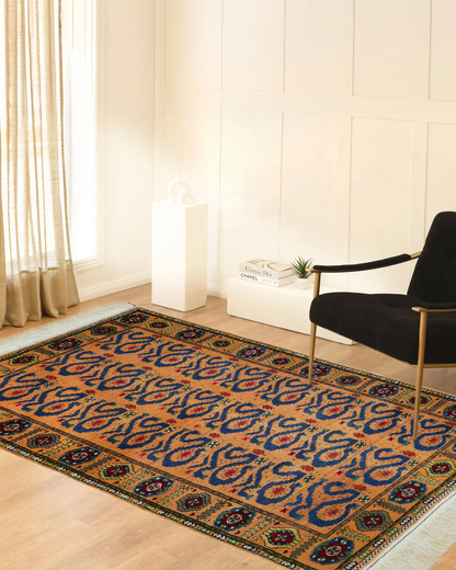 4" x 7" Persian Style Hand-Knotted Wool Turkoman Rug Oriental Carpet