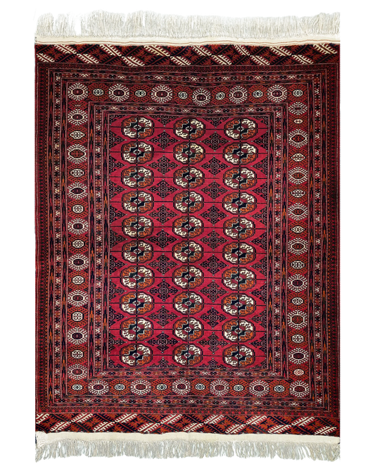 5" x 6" Antique Hand-Knotted Wool Turkoman Rug Oriental Persian Style