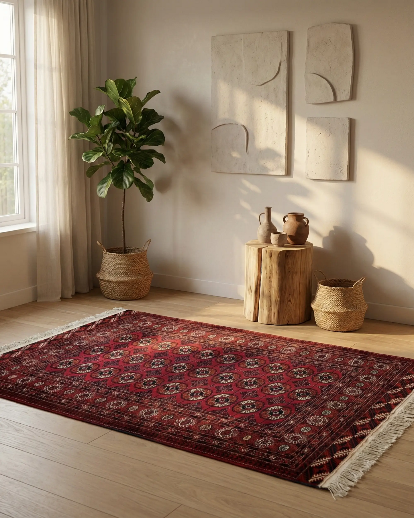 5" x 6" Antique Hand-Knotted Wool Turkoman Rug Oriental Persian Style