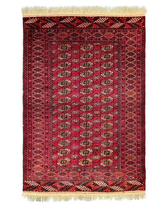 5" x 7" Persian Style Vintage Hand-Knotted Wool Turkoman Rug Rare Oriental Carpet